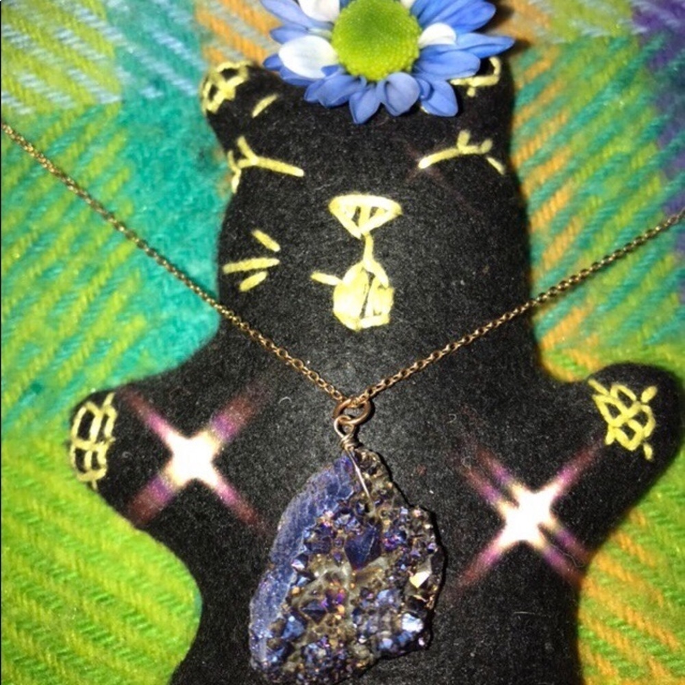 ❤️2/$15 NIGHT SKY GEODE ROCK NECKLACE